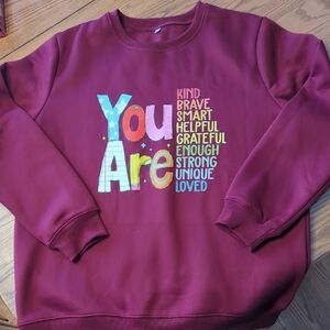 YOU ARE ENOUGH. Maroon Graphic Sweatshirt, teacher, Mom , Daycare,